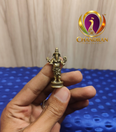Miniature Brass Standing Ganesh Idol 1.6 Inch