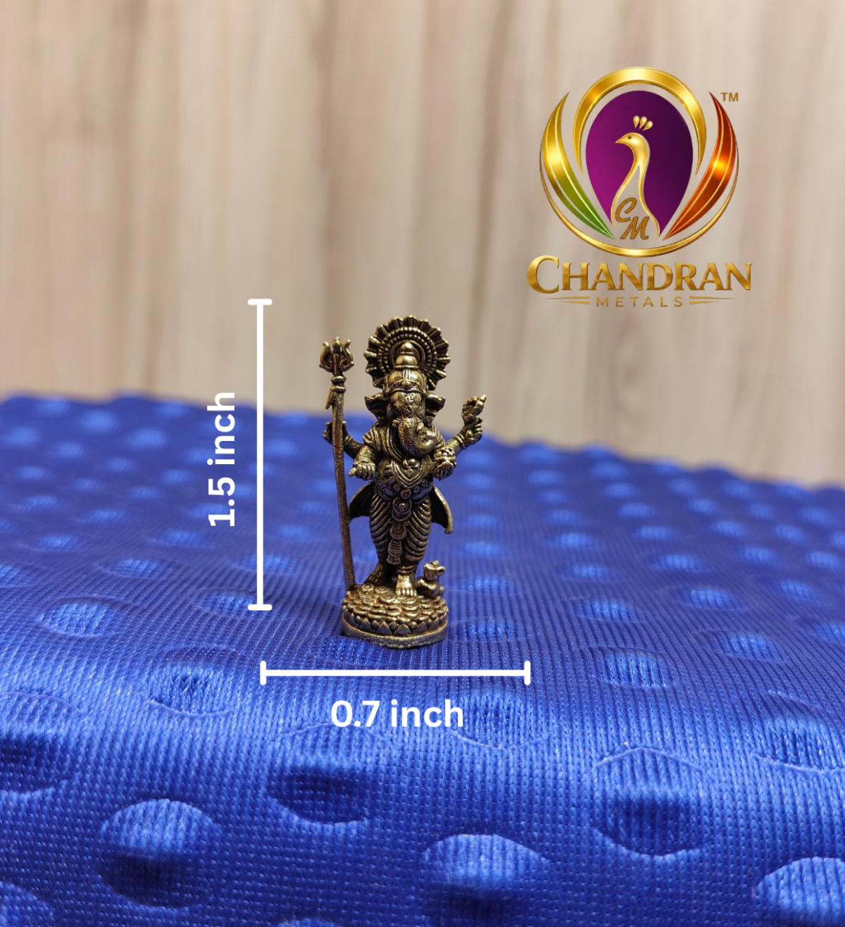 Miniature Brass Standing Ganesha Statue 1.5 Inch