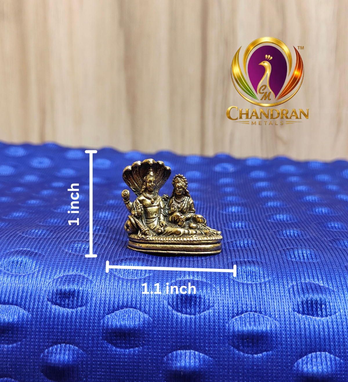 Miniature Brass Vishnu Lakshmi Idol 1 Inch