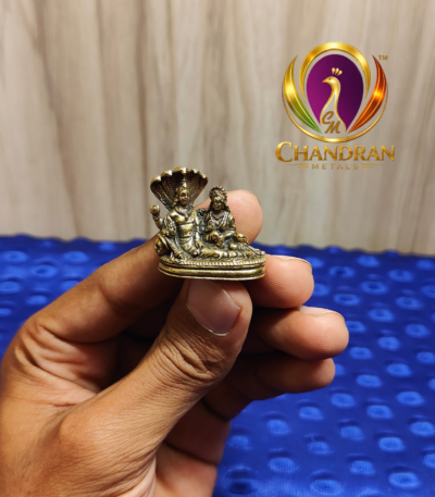 Miniature Brass Vishnu Lakshmi Idol 1 Inch