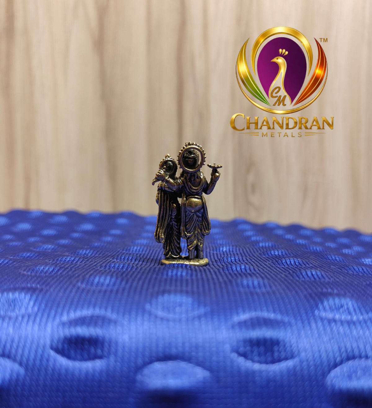 Miniature Brass Vishnu Lakshmi Statue 1.4 Inch