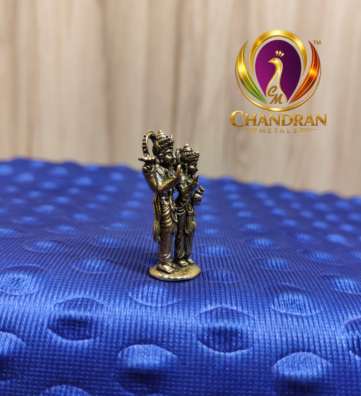 Miniature Brass Vishnu Lakshmi Statue 1.4 Inch