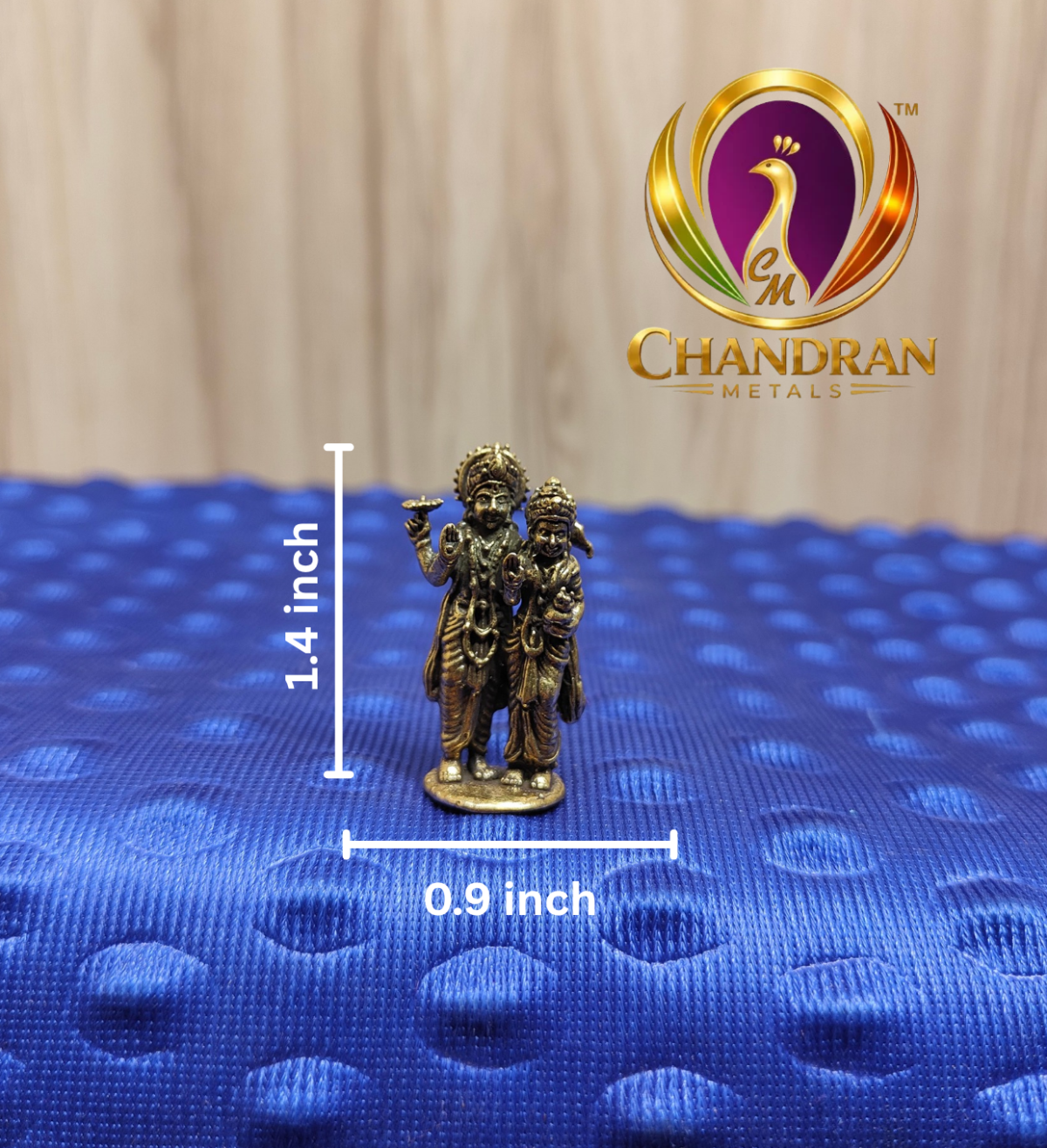 Miniature Brass Vishnu Lakshmi Statue 1.4 Inch