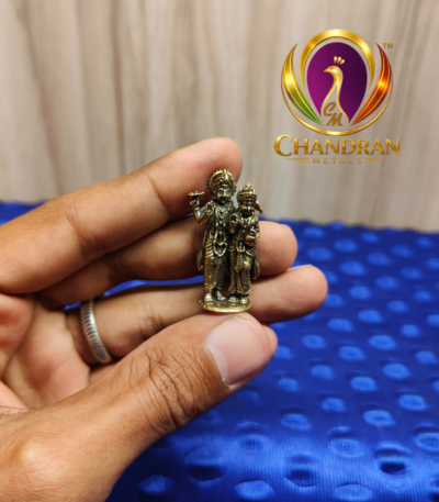 Miniature Brass Vishnu Lakshmi Statue 1.4 Inch