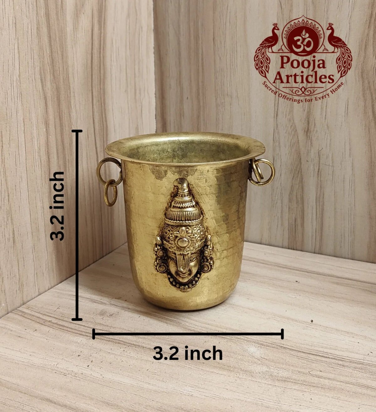 Brass Tirupati Balaji Pooja Glass 3.2 Inch - Image 2