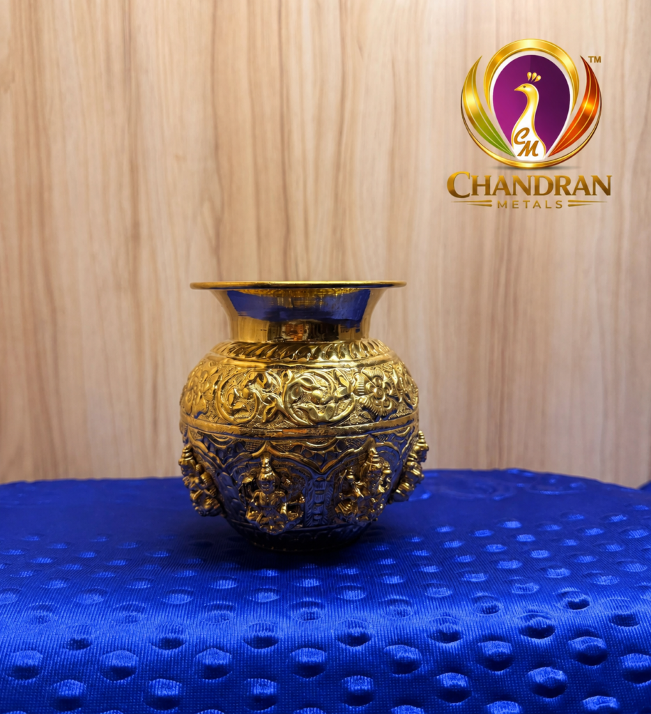 Premium Brass Ashtalakshmi Kalash 4.5 Inch