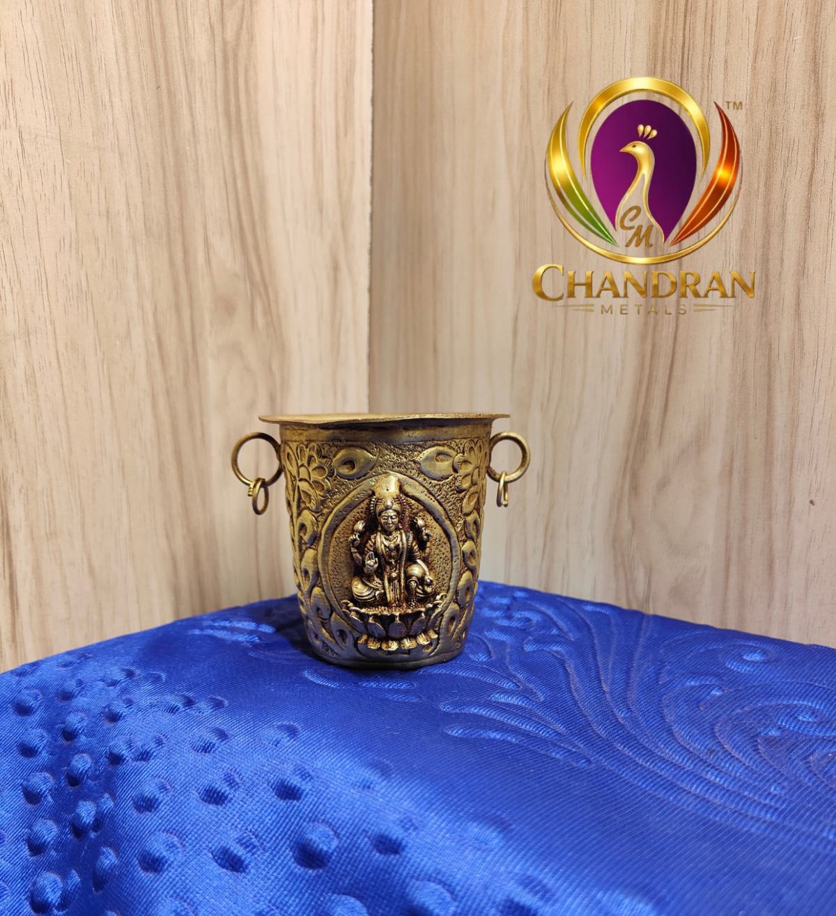 Brass Tirupati Balaji pooja glass 3 inch — back view, Chandran Metals