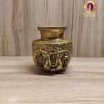 Premium brass shanku chakra kalash 4.5 inch front — Chandran Metals