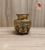 Premium brass shanku chakra kalash 4.5 inch front — Chandran Metals