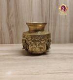 Premium brass shanku chakra kalash 4.5 inch side floral — Chandran Metals