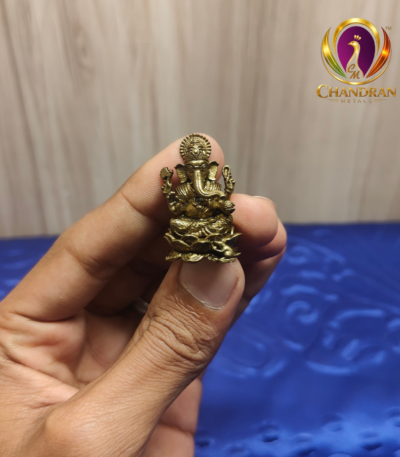 Miniature Brass Ganesh Idol 1.2 Inch