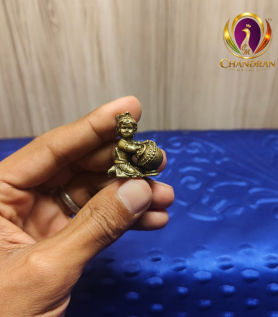 Miniature Brass Krishna Statue 1.1 Inch