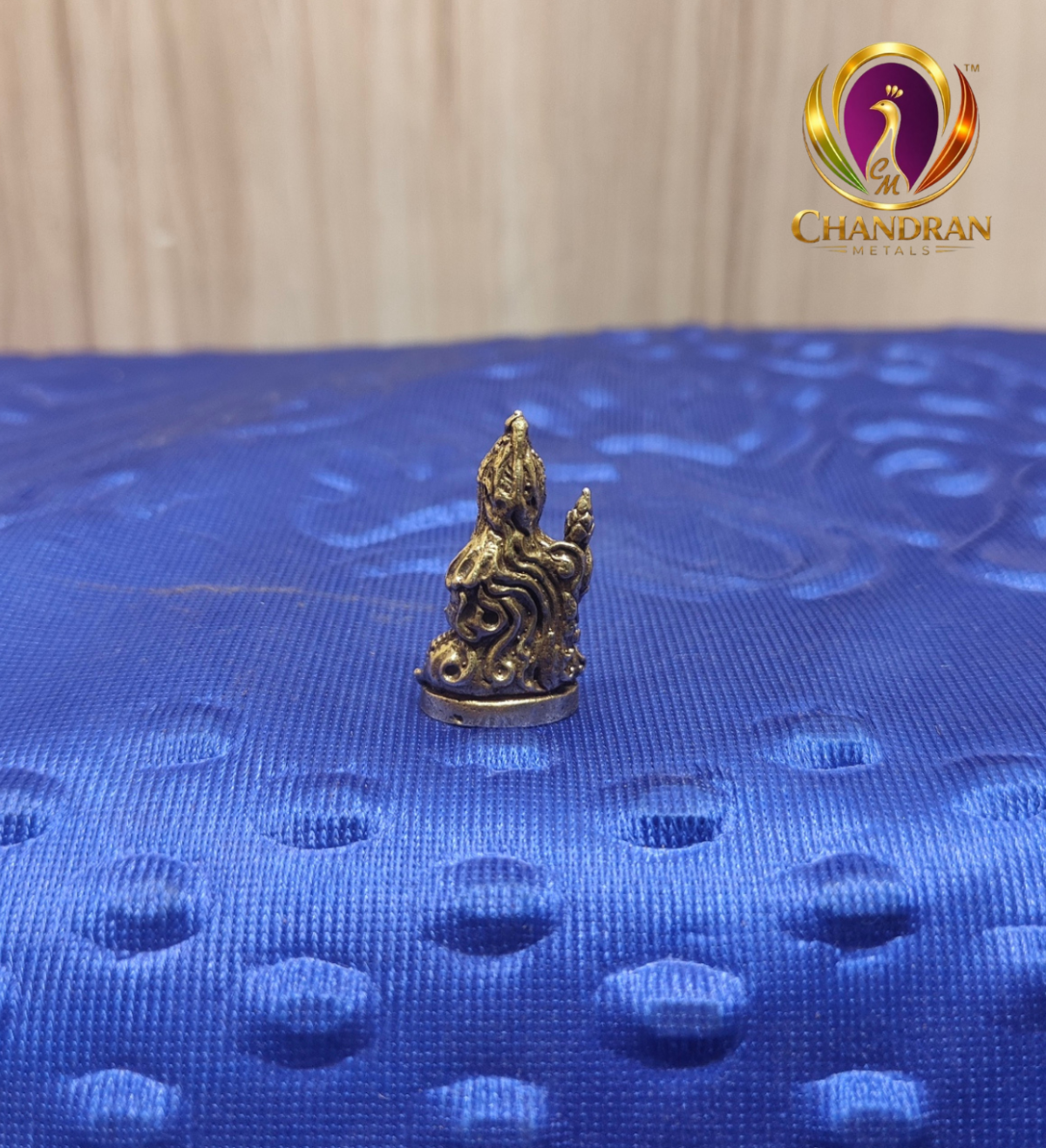 Miniature Brass Naga Phanyanak Nakee Statue 1.2 Inch rear view of coiled naga hood — Chandran Metals