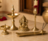 Wholesale brass pooja items including diya, Ganesha idol, Vel stand and agarbatti holder