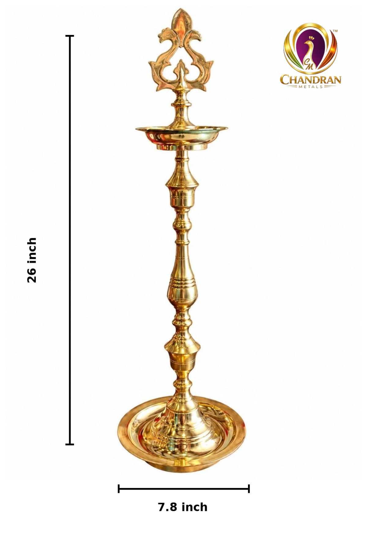 Brass Kuthu Vilaku 7.8 Inch measurements