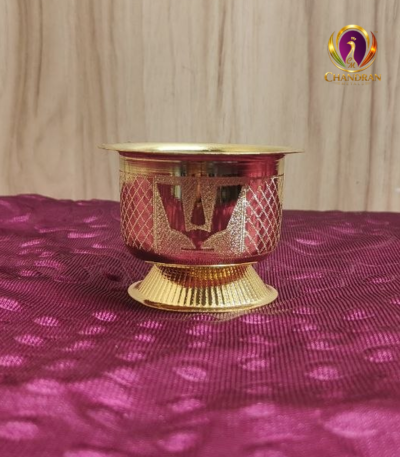 Brass Shanku Chakra Namam Prasadam Bowl 2.1 inch front – Chandran Metals