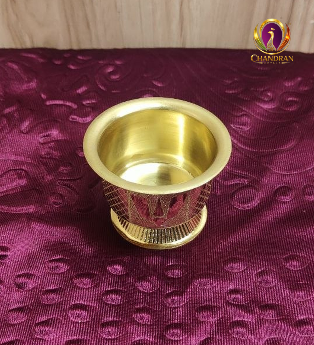 Brass Shanku Chakra Namam Prasadam Bowl alternate view – Chandran Metals