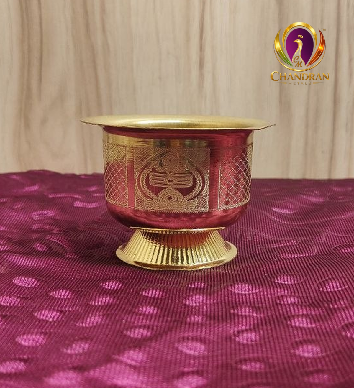 Brass Prasadha Bowl with Vel decorative front detail – Chandran Metals