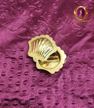 Brass Shell Shape KumKum Box 1 Inch open view
