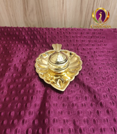 Brass Single Leaf Kumkum Box 6.2 Inch