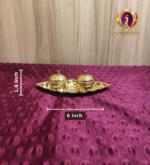 Brass Oval Two Cup Kumkum Box 6 Inch measurements