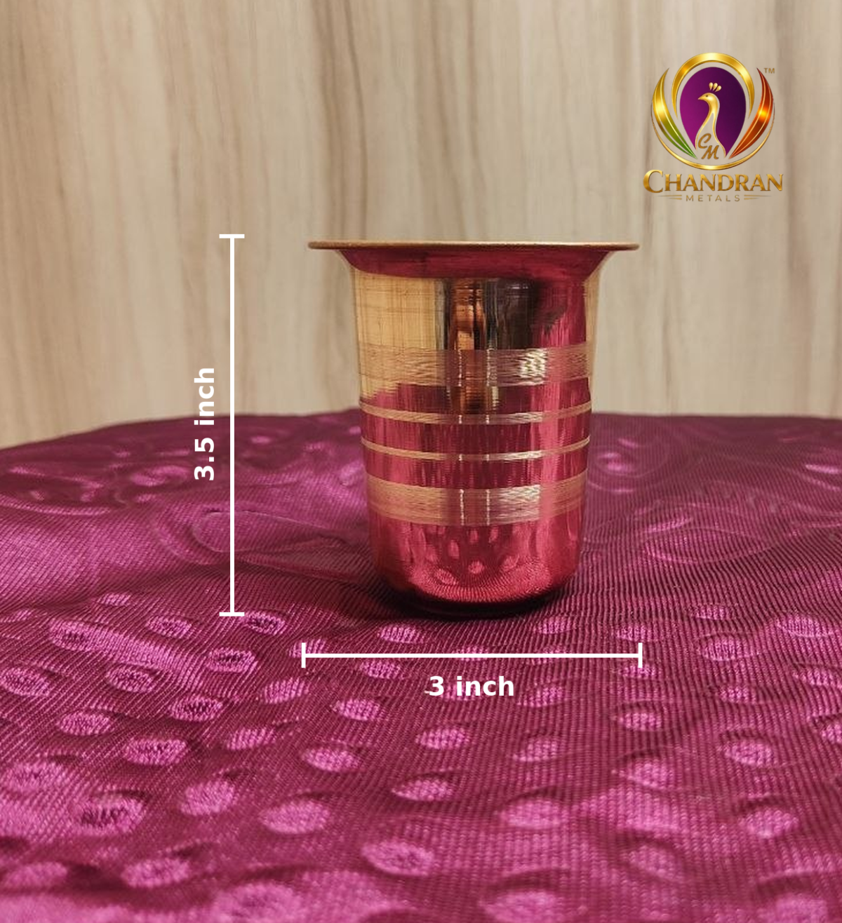 Copper Glass Tumbler 3.5 Inch measurements