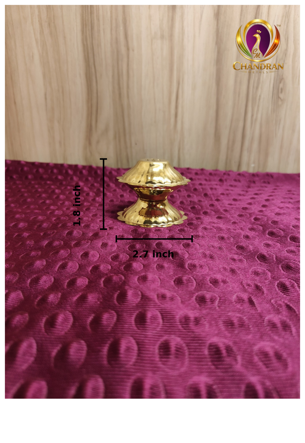 Brass Agarbatti Stand 2 Inch height and length measurements