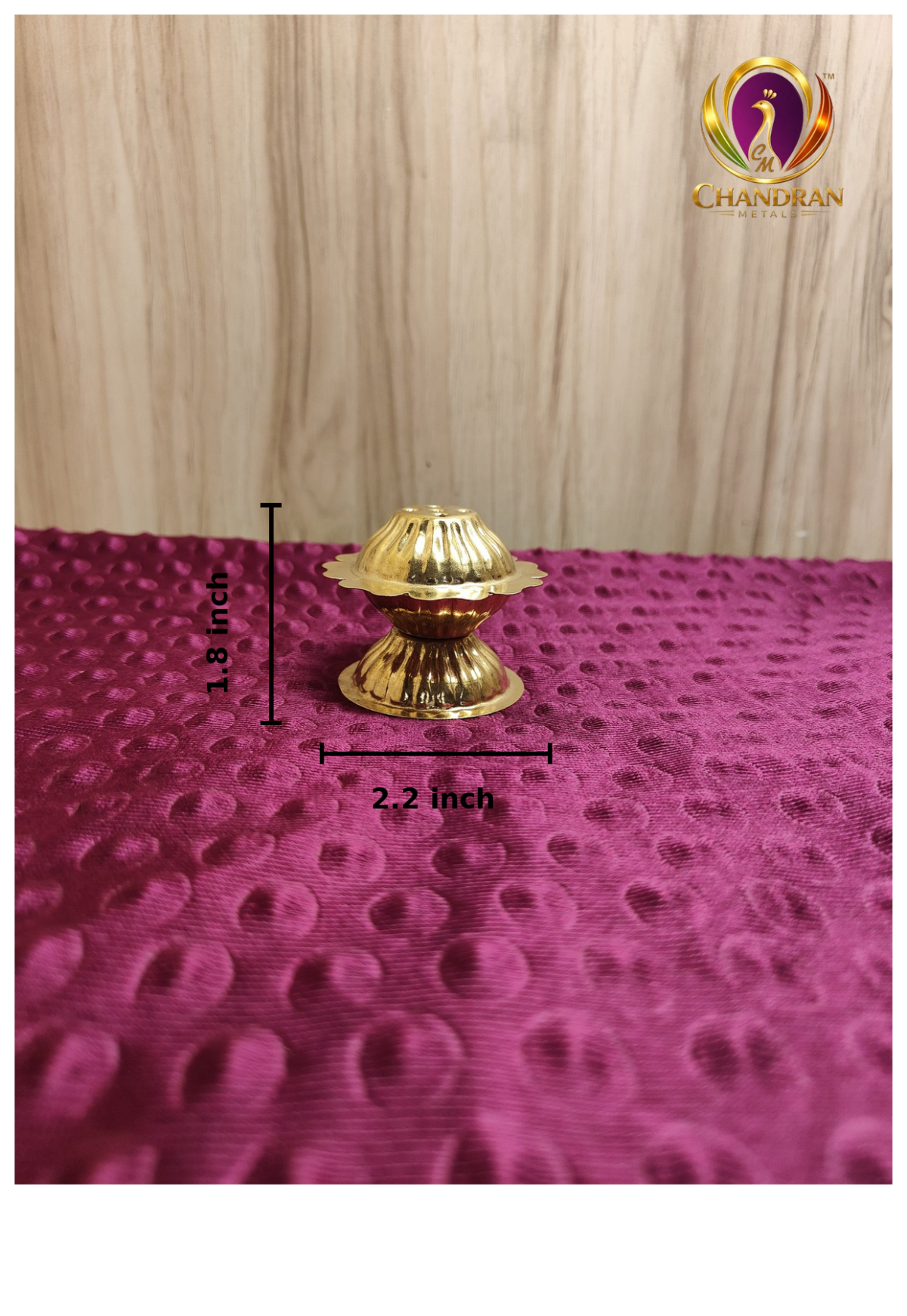 Brass Agarbatti Stand 1.8 Inch height and length measurements