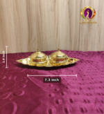 Brass Oval Two Cup Kumkum Box 1.6 Inch measurements