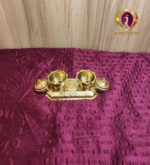 Brass Haldi Kumkum Holder Box With Lid and Base Tray 2.2 Inch front