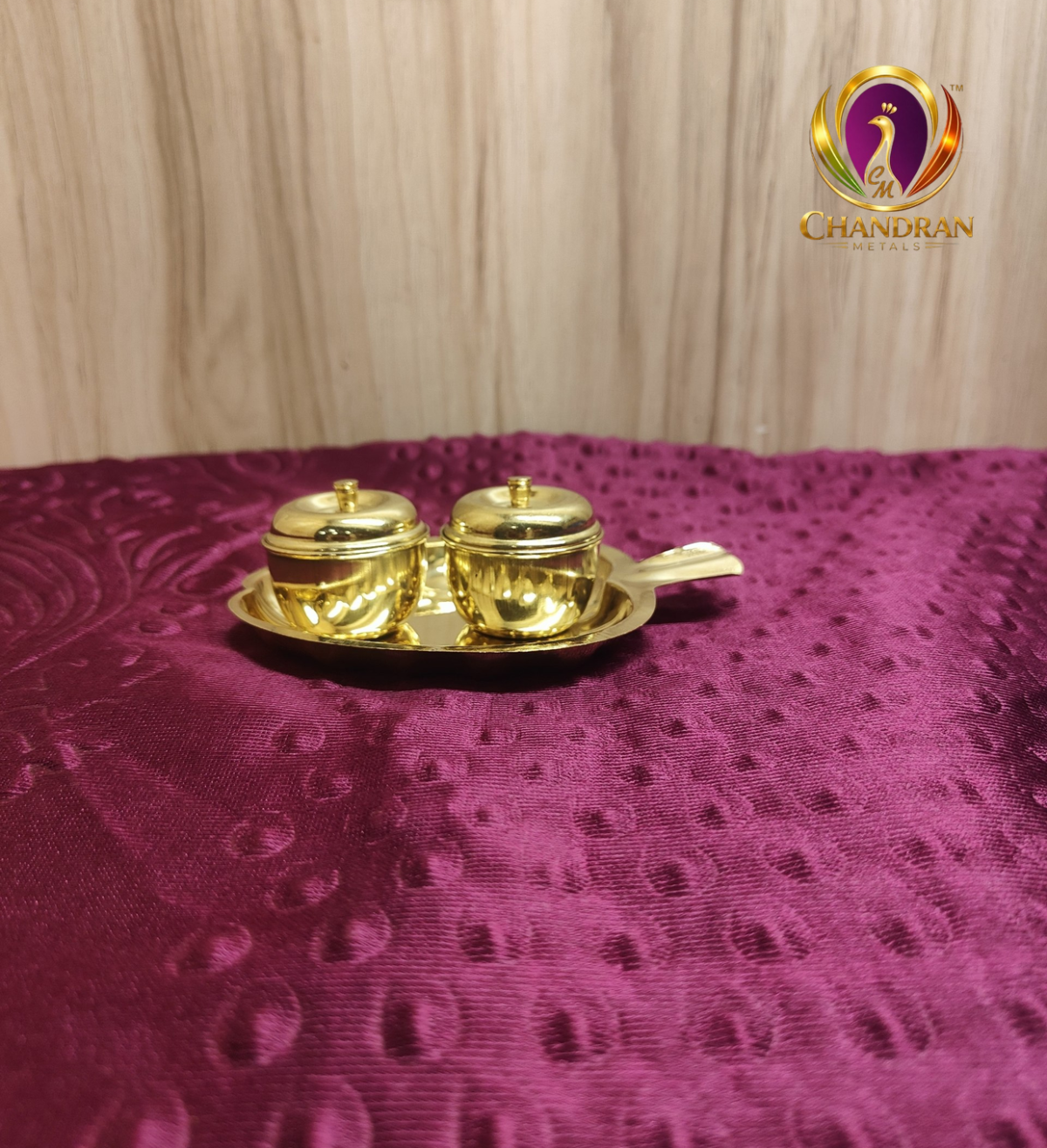 Brass Apple Shaped Haldi Kumkum Box view