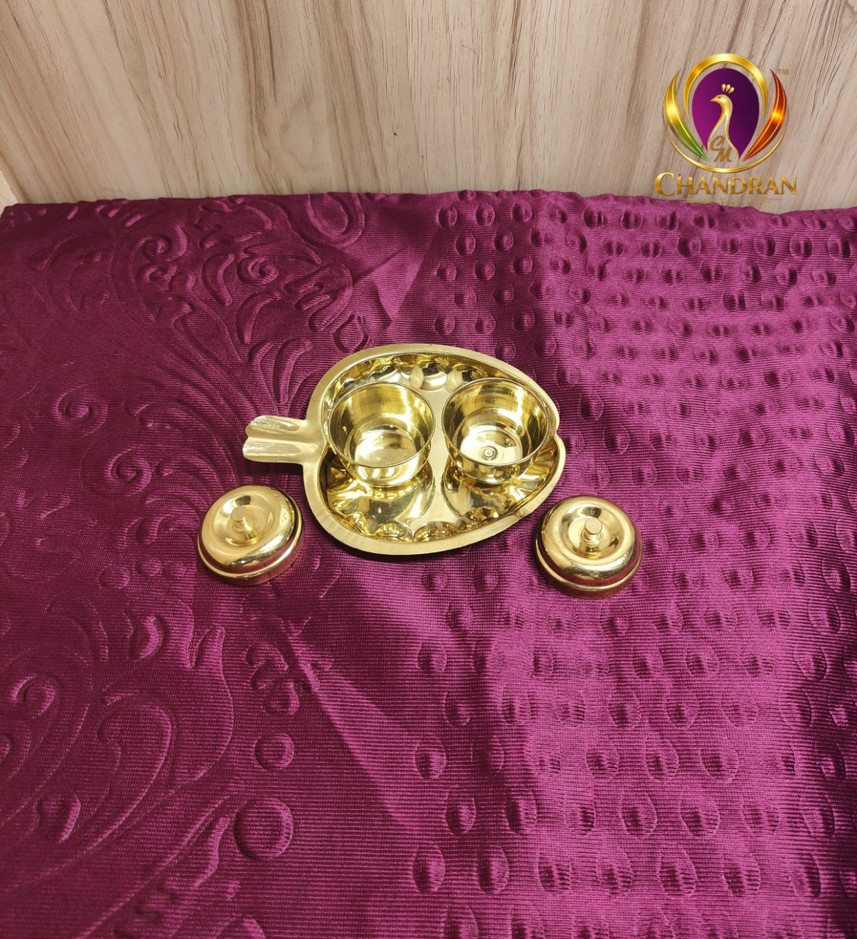 Brass Apple Shaped Haldi Kumkum Box view