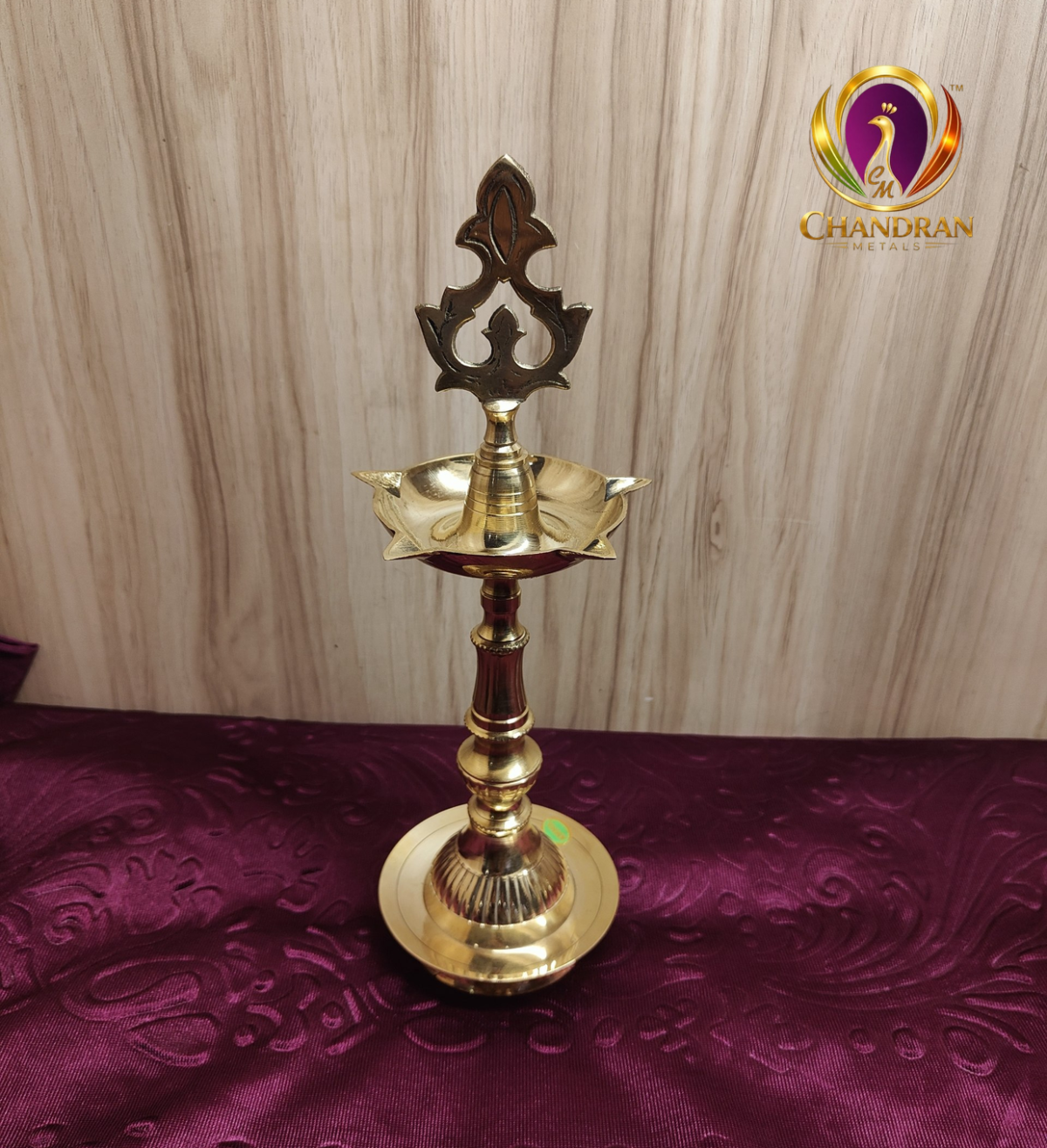 Brass Kashi Kollam Kuthu Vilaku 12 inch view