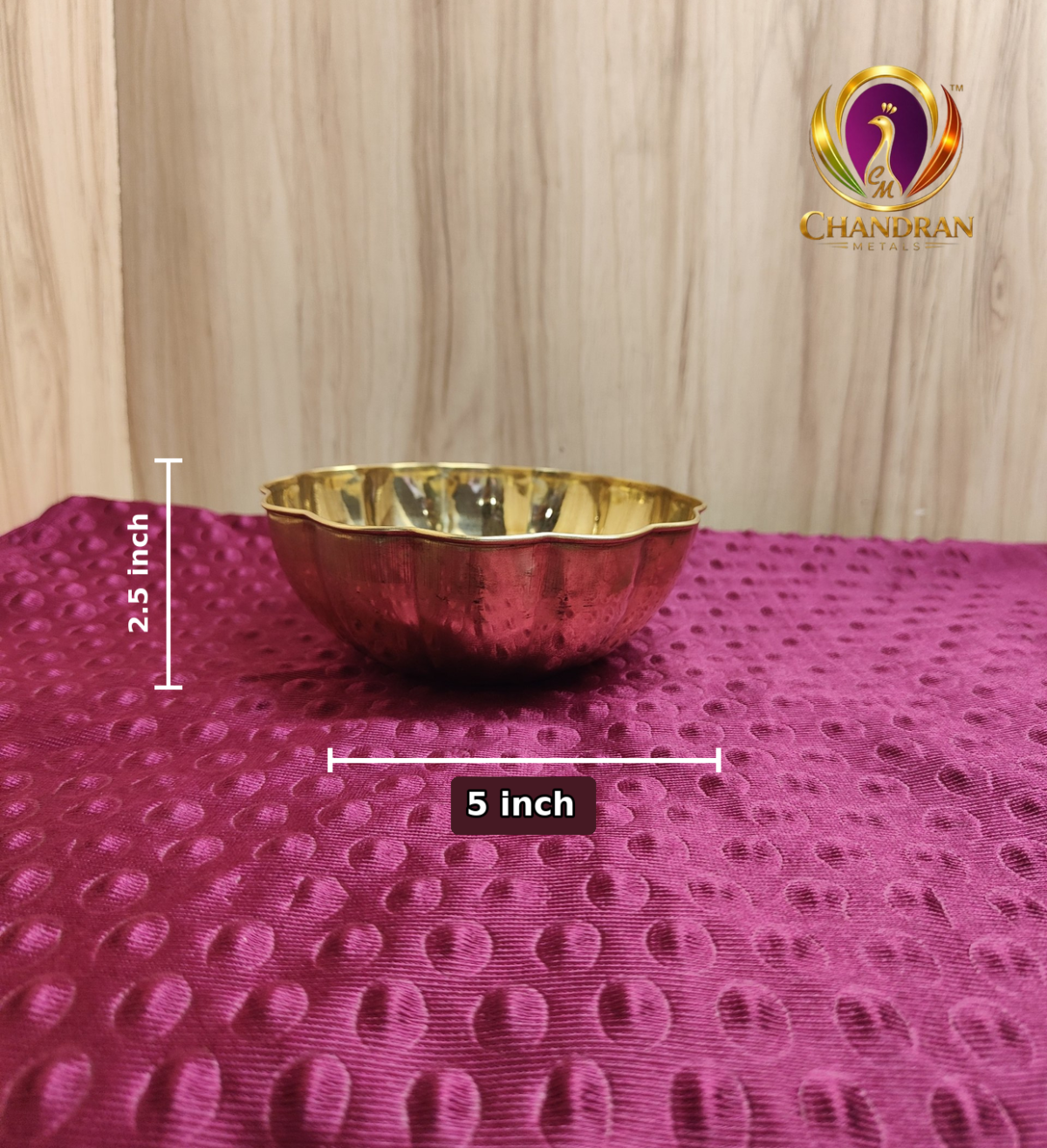 Brass Shesmal Bowl 2.5 Inch measurements